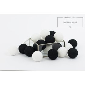 Bawełna świecący LED piłki Cotton Balls - czarno-biały, cotton love